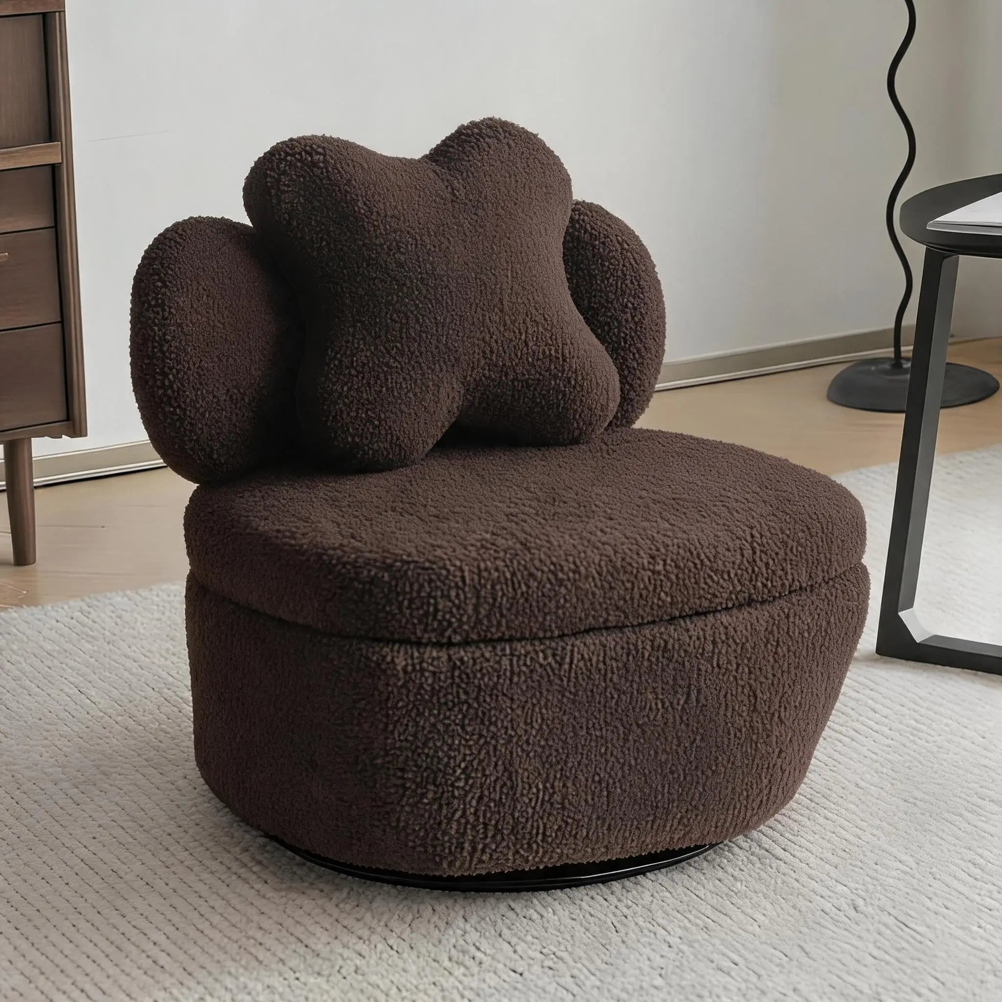 Cozy Curve Swivel Accent Chair with Hidden Storage