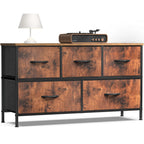 HavenNest Elite 5-Drawer Fabric Storage Dresser with Display Shelf