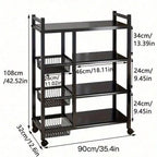 4-Tier Rolling Storage Rack with 3 Baskets
