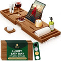 Serenity Retreat Foldable Bamboo Bath Caddy Tray