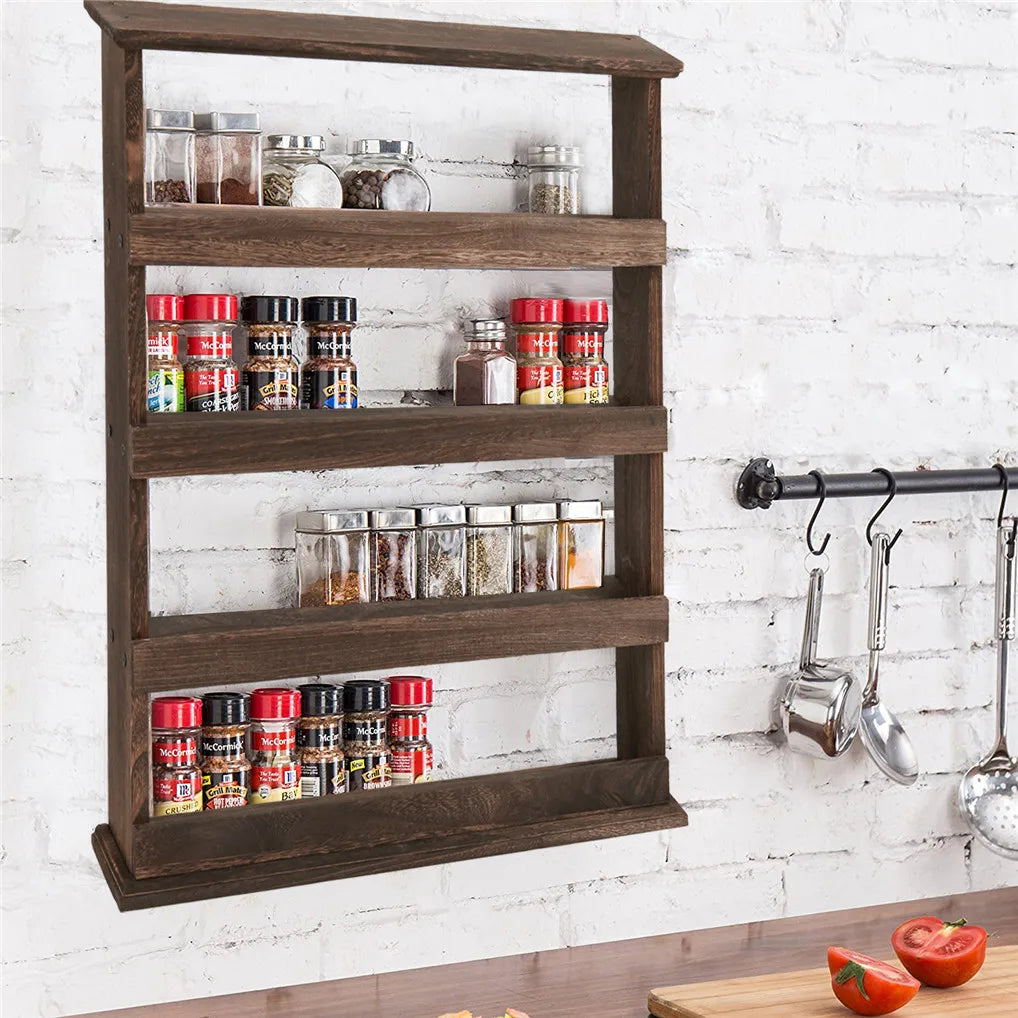 Haven Ridge Rustic 4-Tier Wall Spice Rack