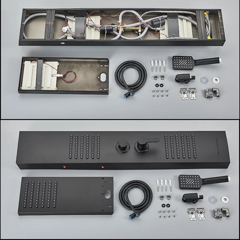 Cascade Elite LED Shower Panel Tower System with Rainfall, Waterfall & SPA Massage Jets