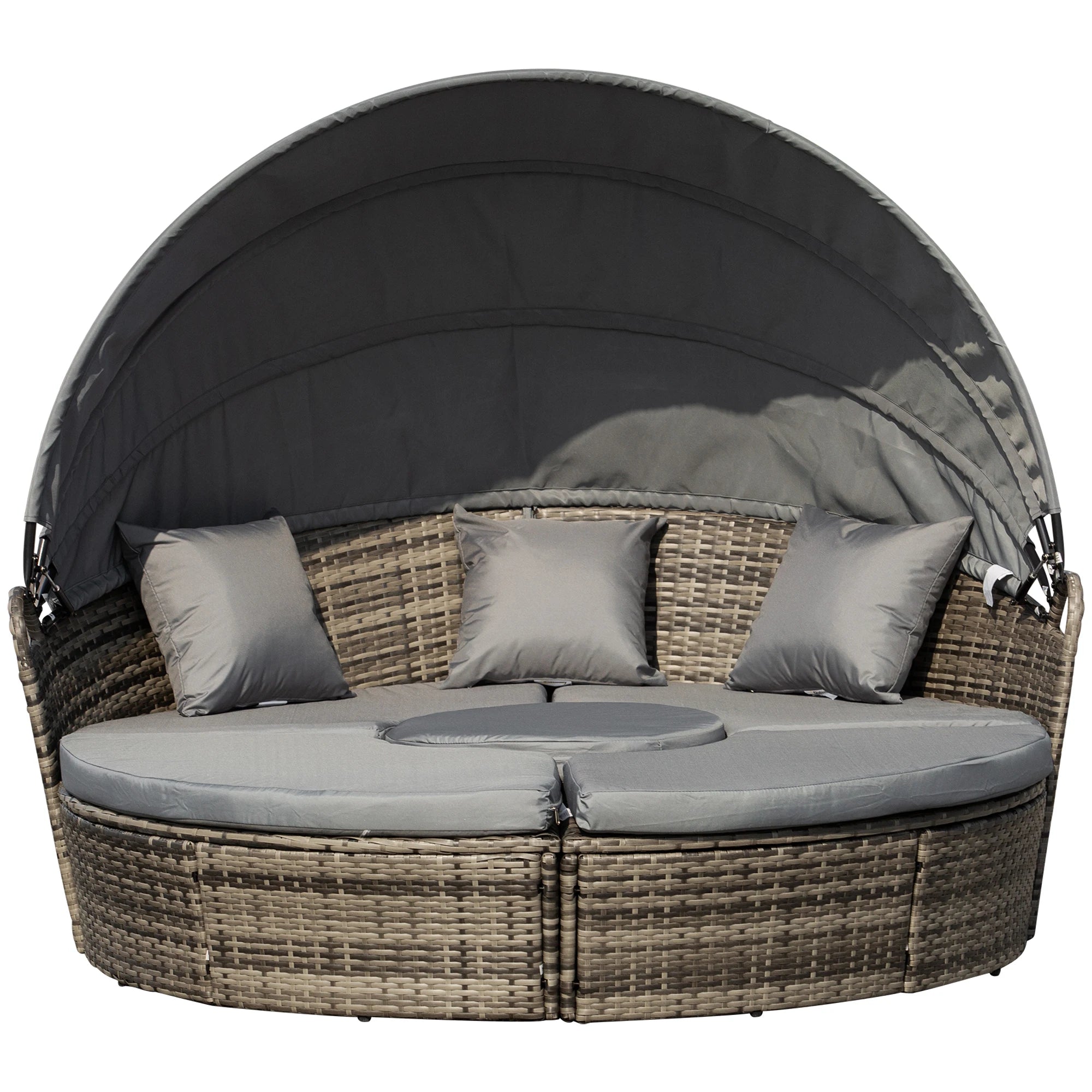 HavenHarbor Convertible Outdoor Daybed Lounge Set with Retractable Canopy