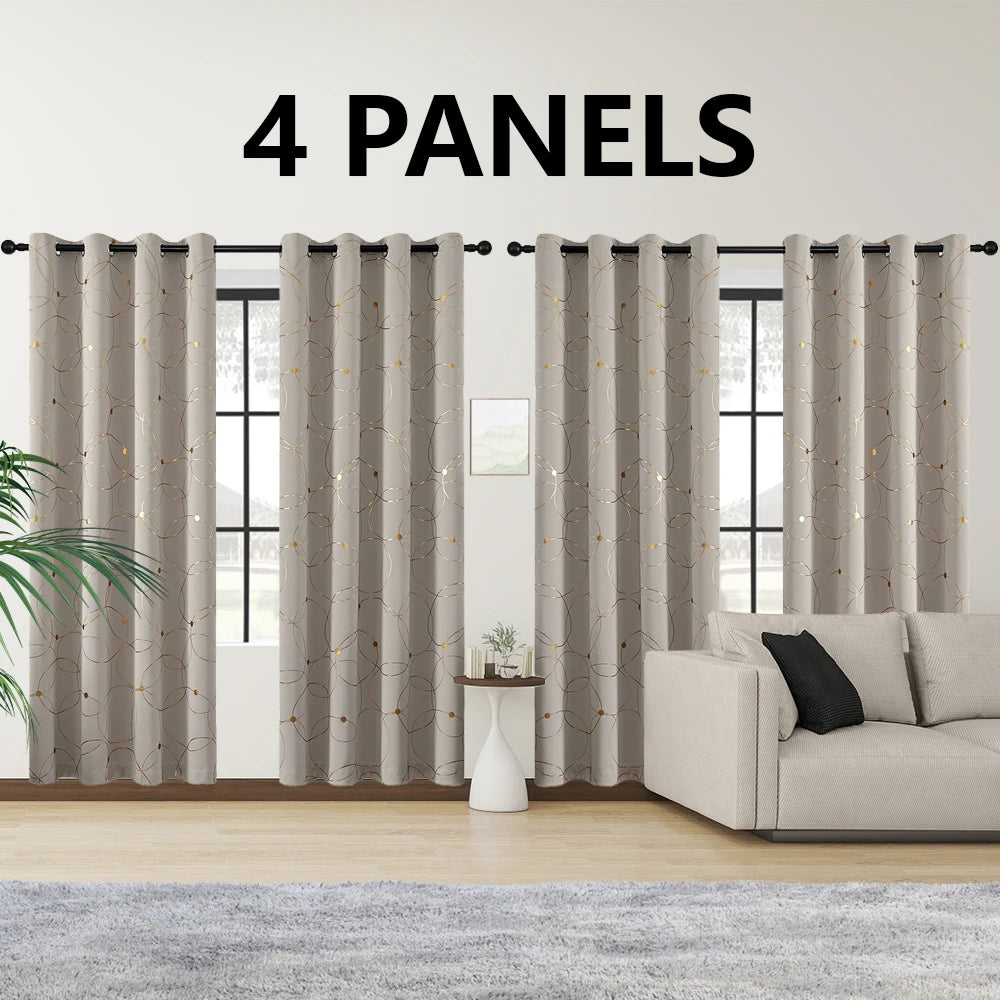 LunaShield Blackout Thermal Foil Grommet Curtain Panels – 4 Piece Set