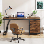 Industrial Computer Desk with 3 Reversible Drawers