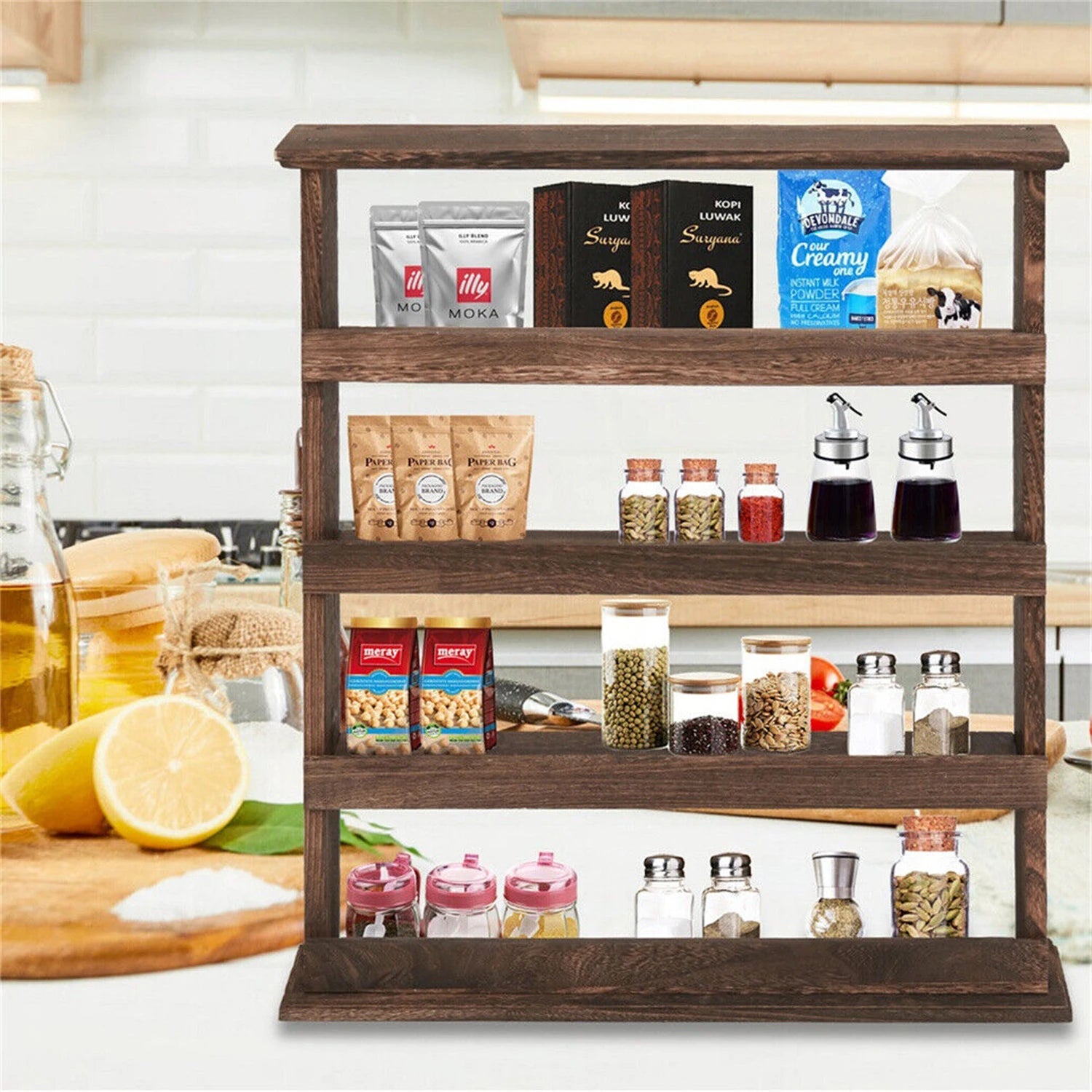 Haven Ridge Rustic 4-Tier Wall Spice Rack