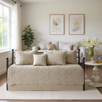 All Season Cotton-Filled Daybed Cover Set with Quilted Design, Scallop Edge, and Coastal Decor Pillows