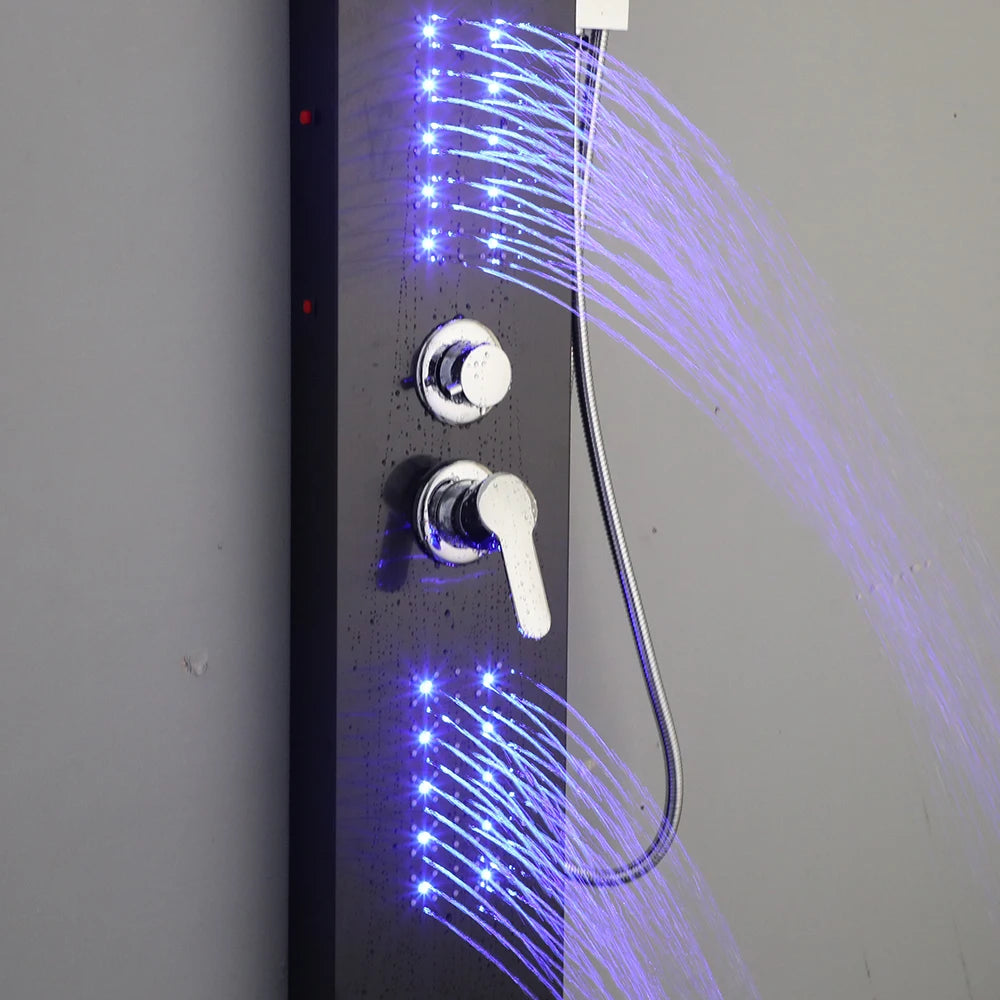 Shower Panel Tower with Rainfall, Waterfall & Massage Jets