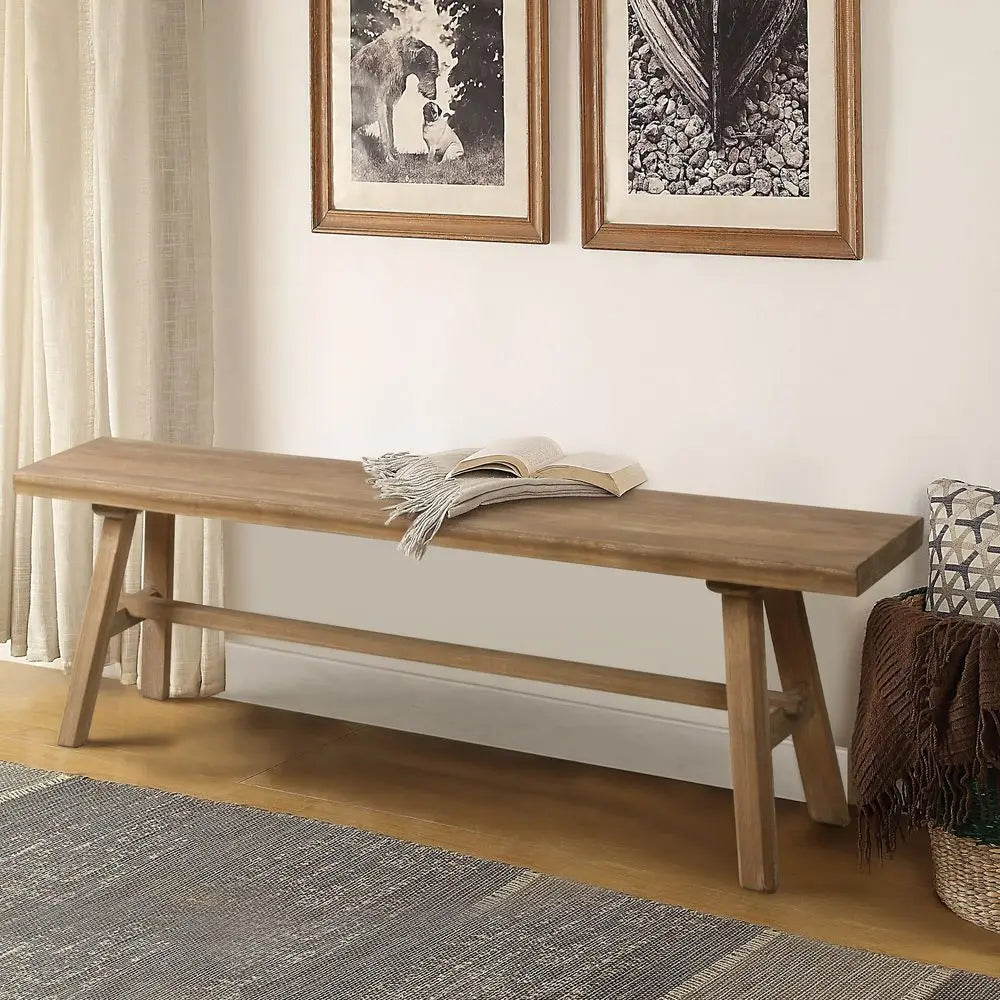 Haven Heritage Farmhouse Solid Wood Bench – 55 Inch