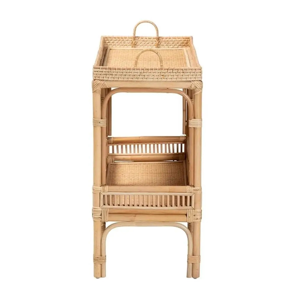 Landers Farmhouse Console Table with Baskets & Storage Shelf