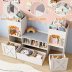 Castle Kids Bookshelf with Reading Nook, Storage & LED Lights