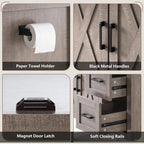 Heritage Farmhouse 60" Double Sink Bathroom Vanity with Barn Doors