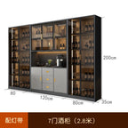 Luxury Wooden Wine Display Cabinet with Tempered Glass Doors & 5-Tier Storage
