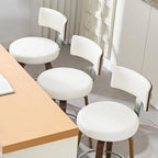 Walnut Crest Swivel Faux Leather Bar Stools