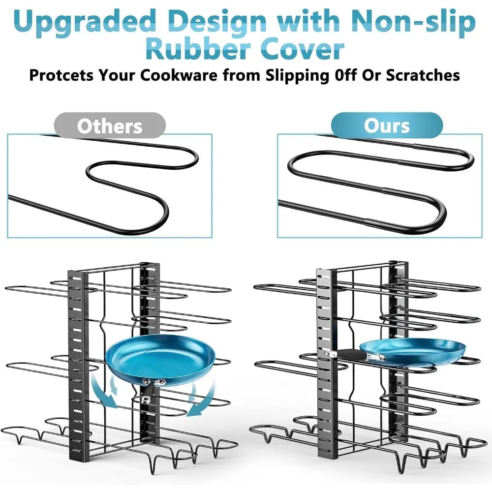 8-Tier Adjustable Pots & Pans Organizer Rack