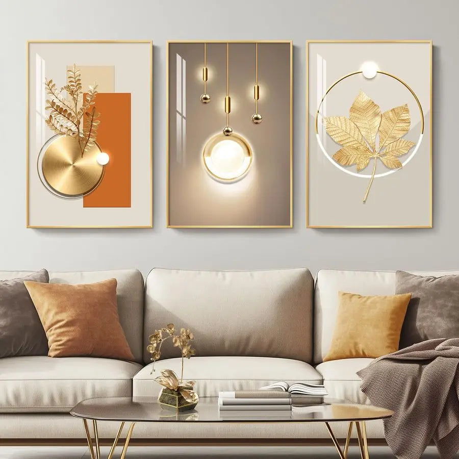 Gilded Majesty Gold Framed Wall Art Set – 3 Piece