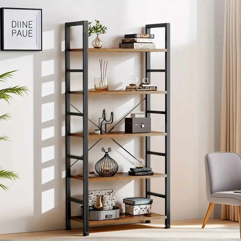 Heritage Loft 5-Tier Industrial Bookshelf & Storage Organizer