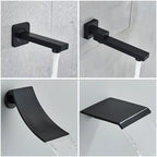 Matte Black Concealed Rainfall & Waterfall Shower System with Tub Spout