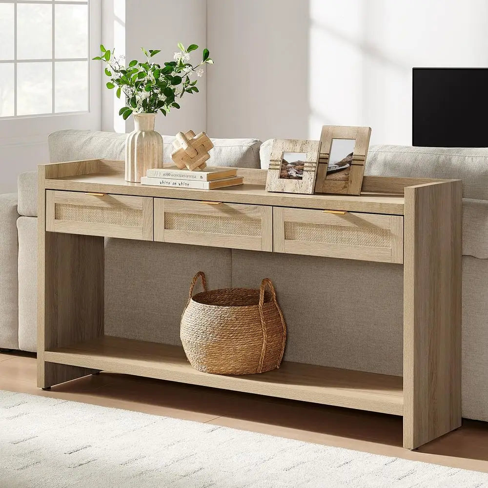 Willow Crest Rattan Console Table Set