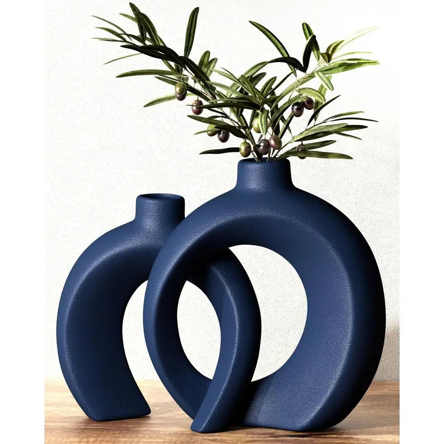 Midnight Harbor Donut Ceramic Vase Set – 2 Piece
