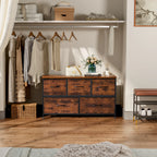 HavenNest Elite 5-Drawer Fabric Storage Dresser with Display Shelf