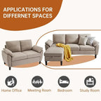 Beige Sectional Sofa & Loveseat Set with Storage Ottoman