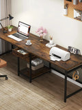Two-Person Computer Desk with Drawers & Shelves