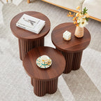 Nesting Coffee Table Set of 3, Mid Century Modern Wooden Accent Tables for Living Room Home Office Small Space