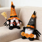 Halloween Spider Puppet Ornament Set – Black & Orange Spooky Décor 2-Piece