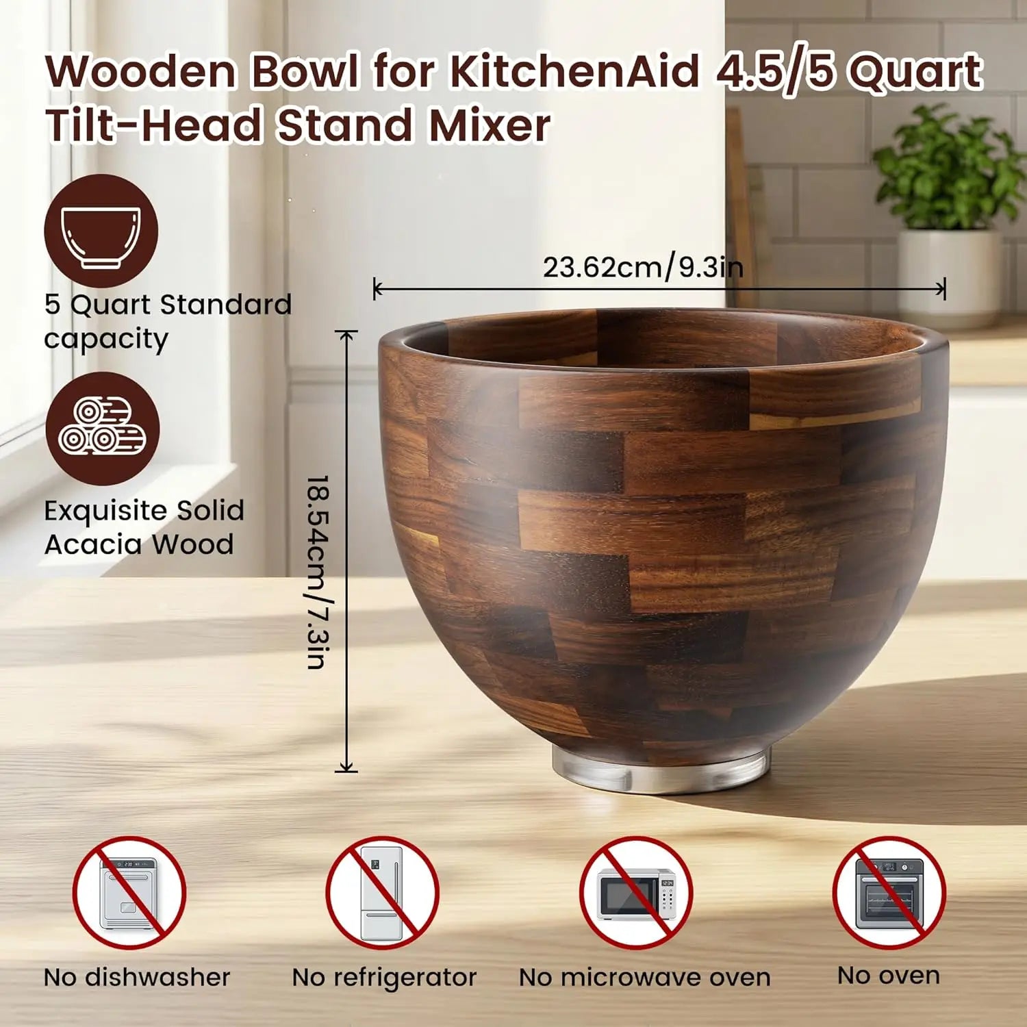 Heritage Kitchen Acacia Wood Mixer Bowl