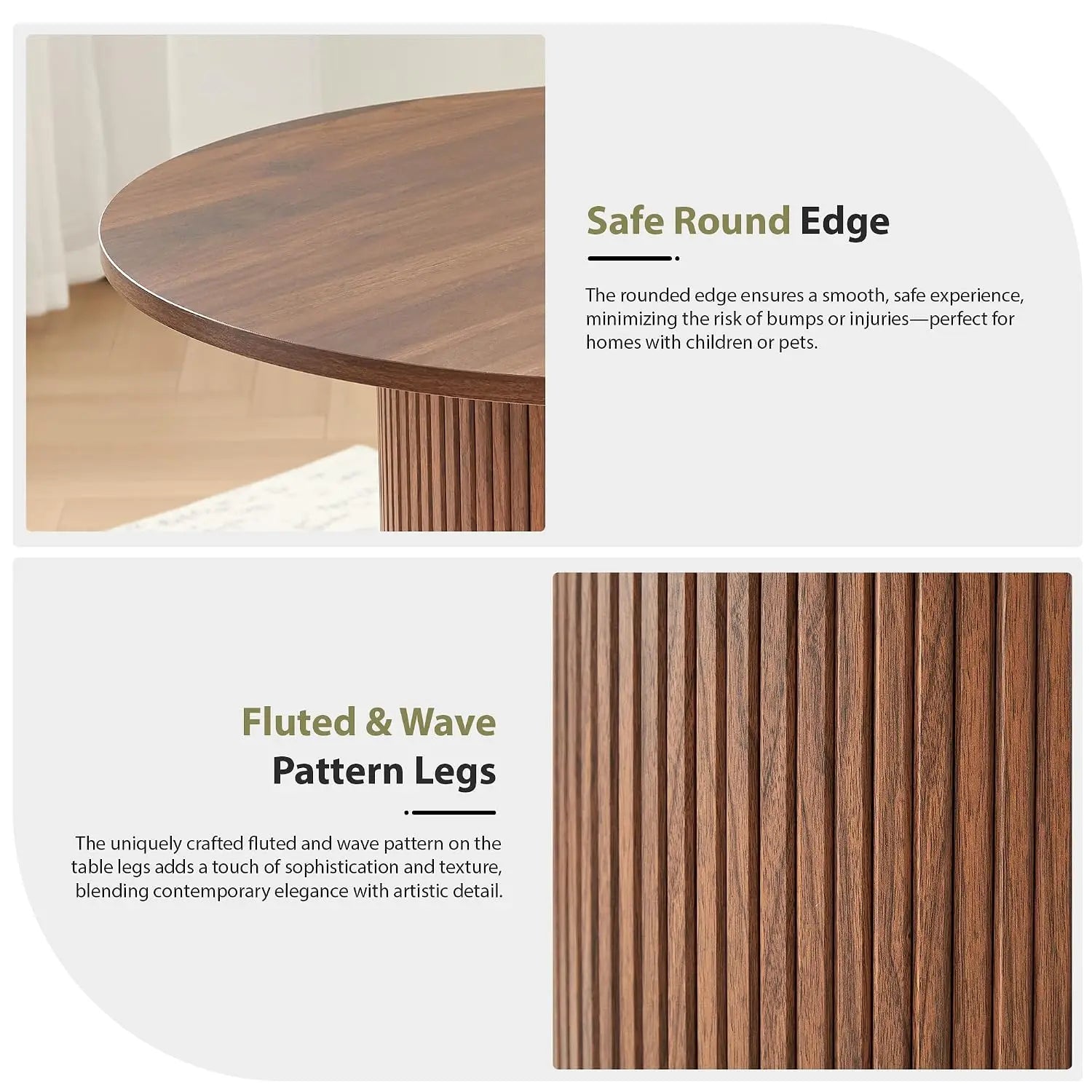 31.5" Round Dining Table for 2-4, Modern Farmhouse Kitchen Table with 2-Tier Storage Shelf, Small Wooden Circle Dining, Custom