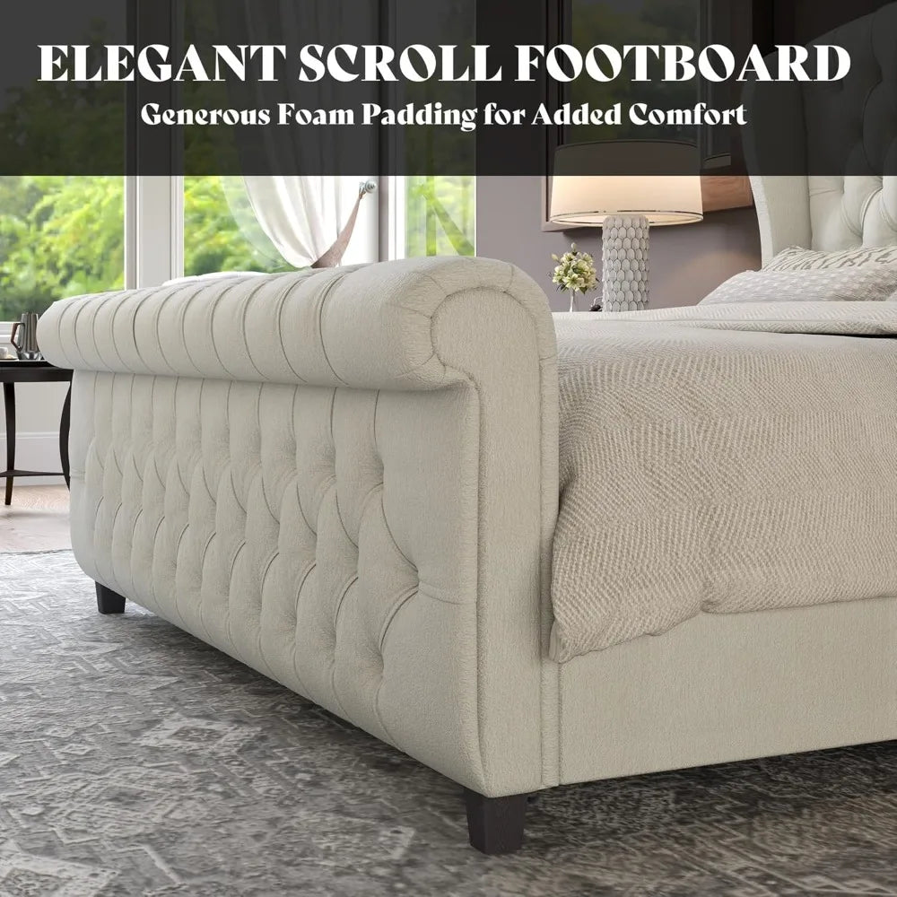 Royal Crest California King Velvet Sleigh Bed