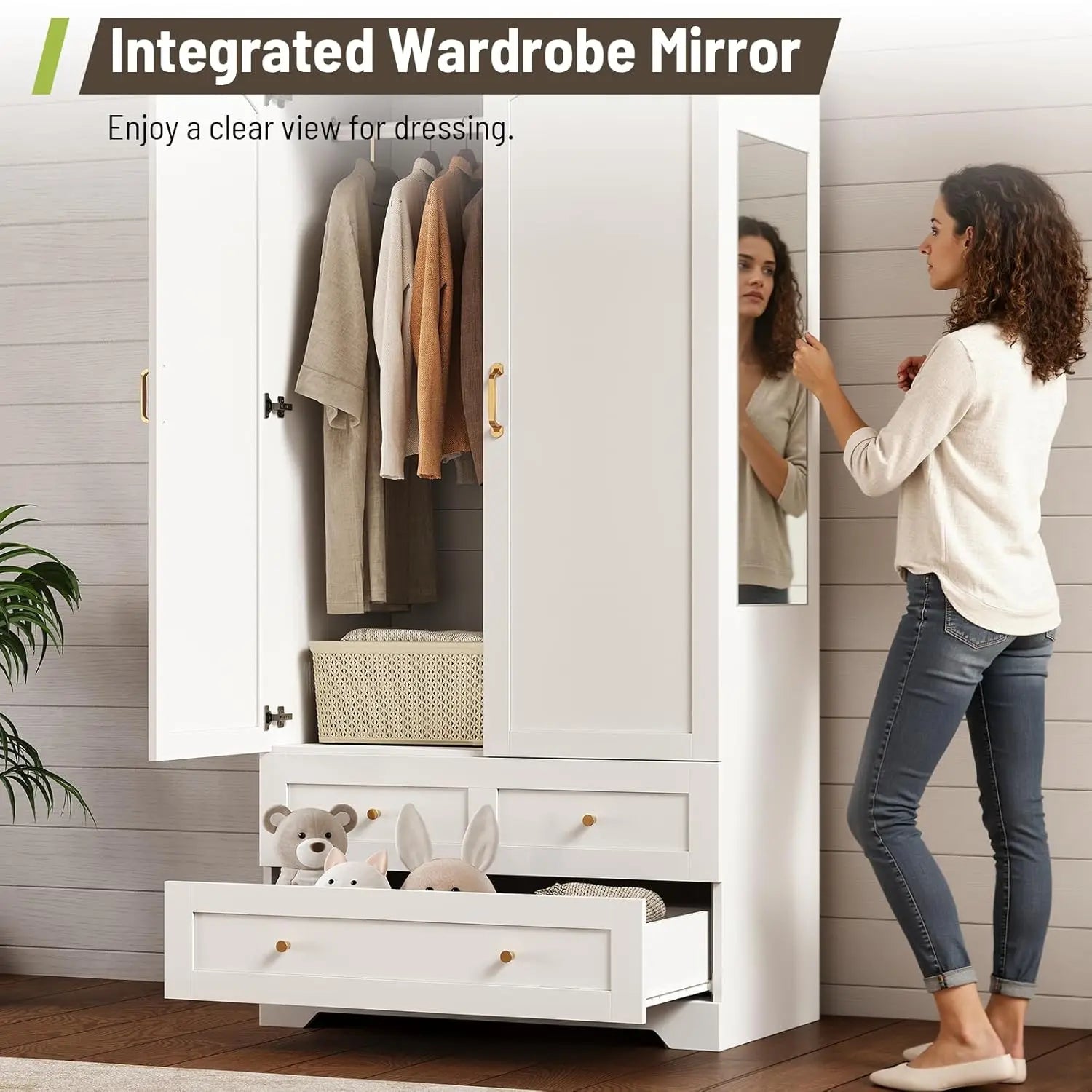 Haven Ridge Manor Wardrobe Armoire with Full-Length Mirror