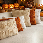 3D Plush Pumpkin Throw Pillow with Bow Fuzzy Fluffy Cushion Covers Fall Thanksgiving Halloween Sofa Couch Home Decor Cushion