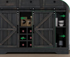 Farmhouse Coffee Bar Hutch with Sliding Barn Door, Wine Racks & 3 Drawers