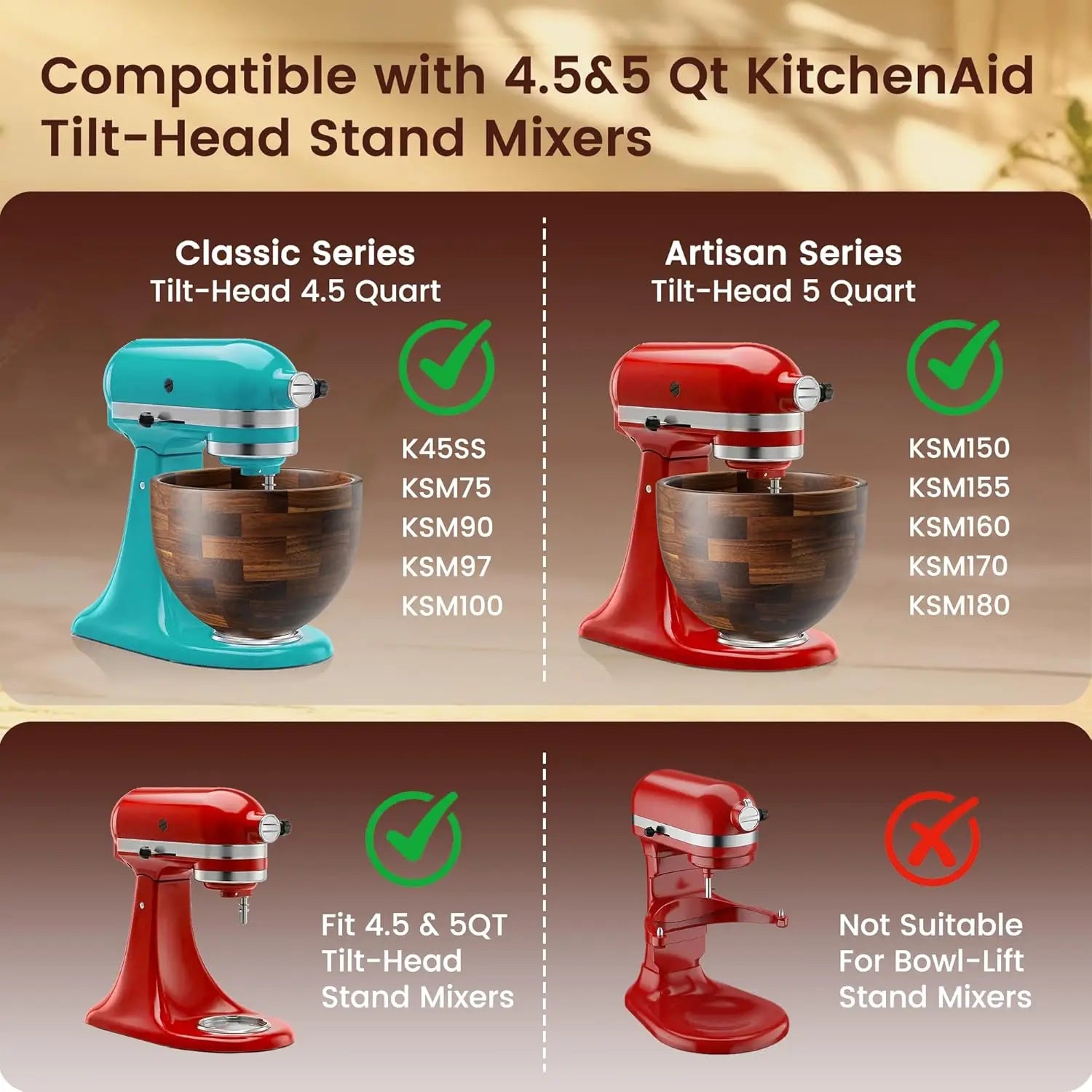 Heritage Kitchen Acacia Wood Mixer Bowl