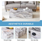 Coffee Table, Modern Faux Marble Living Room Table in Grey, Apartment
