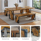 Heritage Farmhouse Dining Table Set with Benches – Seats 4 to 6