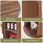 31.5" Round Dining Table for 2-4, Modern Farmhouse Kitchen Table with 2-Tier Storage Shelf, Small Wooden Circle Dining, Custom