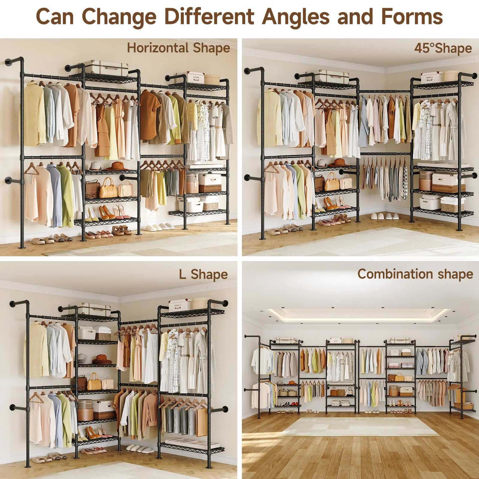 Haven Ridge Industrial Pipe Closet System – L4 Wall Mounted Organizer