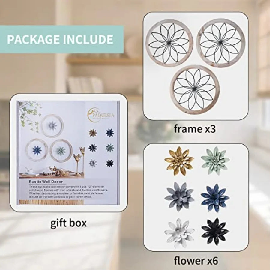 Haven Ridge Farmhouse Medallion Wall Decor Set with Interchangeable Floral Accents