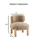 Mushroom Finish Accent Chair Fur Fabric Wooden Legs Curved Backrest Contemporary Primary Living Room For Living, Dining Rooms