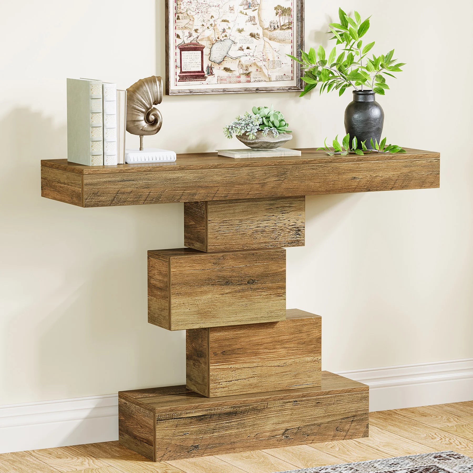 Hearthstone Geometric Farmhouse Console Table