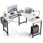 L-Shaped Corner Computer Desk with CPU Shelf & Side Storage