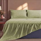 Green Striped Cut-Tufted Comforter Set