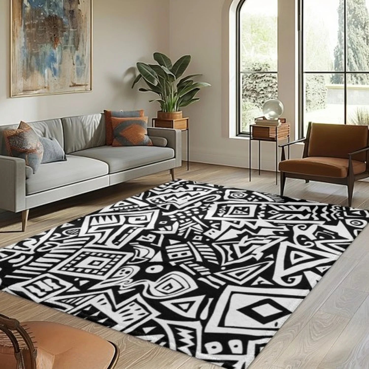Pumpkin & Haunted House Halloween Rug – Quirky Fall Seasonal Décor