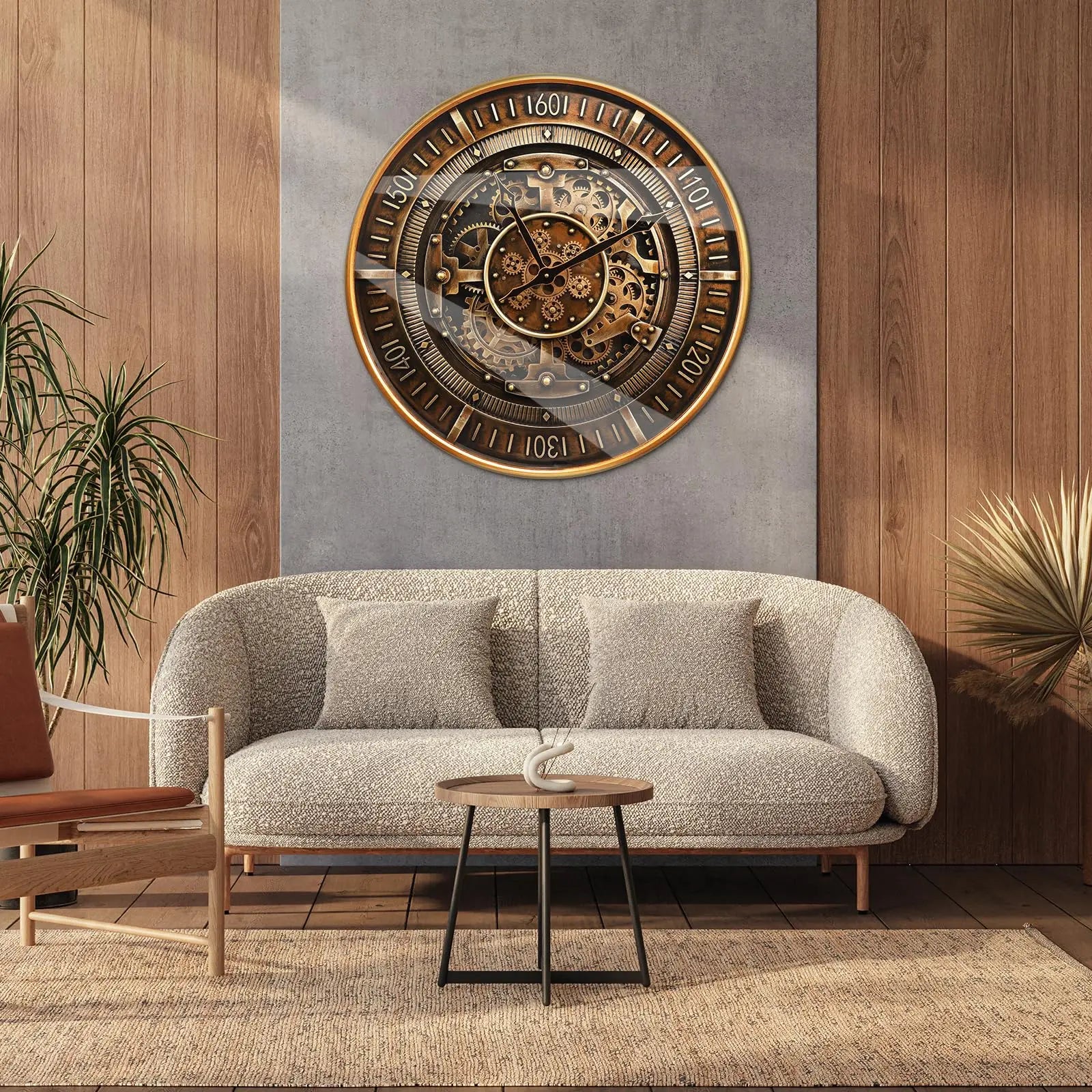 Heritage Steampunk Gear Wall Clock – 24 Inch Antique Gold