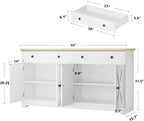 Buffet Cabinet Storage Sideboard Drawers Shelves Coffee Bar Kitchen Cabinet Natural Wood