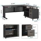 L-Shaped Executive Desk with File Cabinet & Storage
