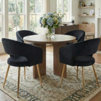 Luxe Haven Cream Faux Leather Dining Chairs with Gold Legs